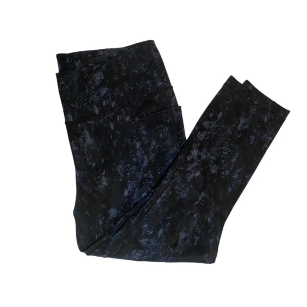 LOLE Performance Black and Blue Marble Pattern Leggings Size XL